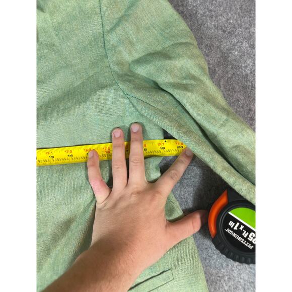 Vintage Land's End Linen Coats Jacket Womens 10 Green Button Up Casual Preppy - Picture 4 of 5